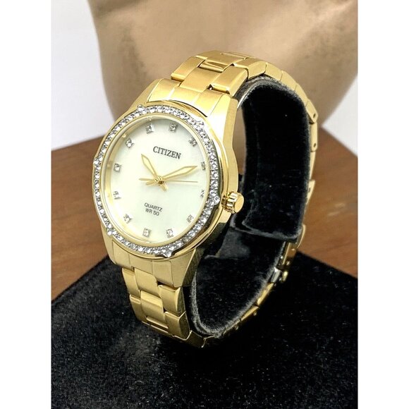 Citizen Women's Watch ER0222-56D Mother of Pearl White Dial Gold Quartz 30mm - Picture 2 of 13